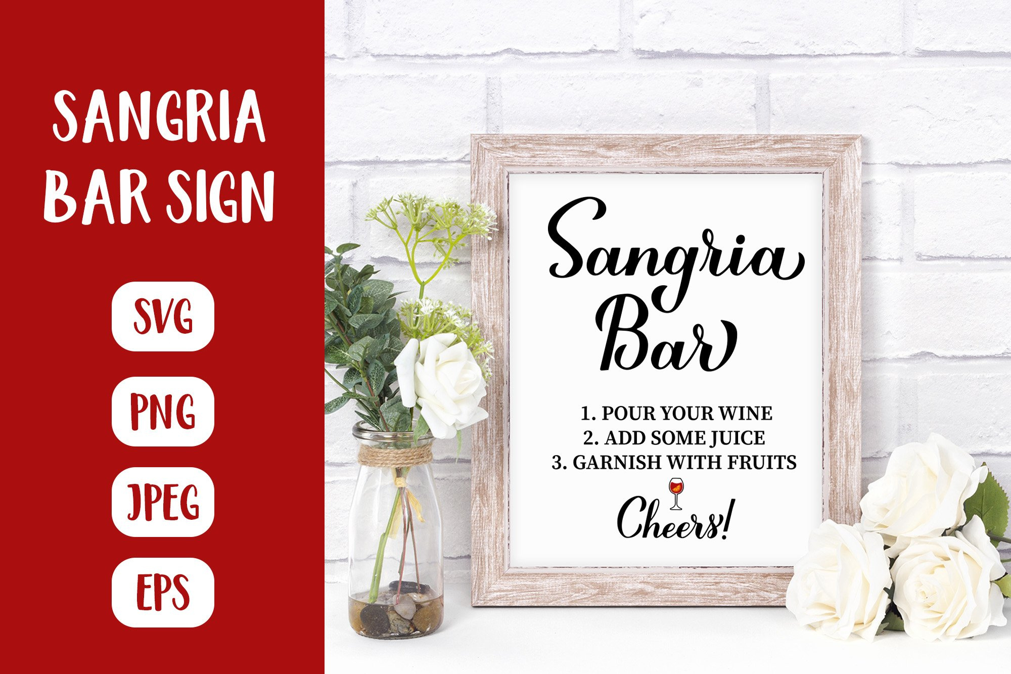 Sangria Bar Sign Hand Lettered Svg. Spanish Summer Drink within Free Sangria Bar Sign Printable