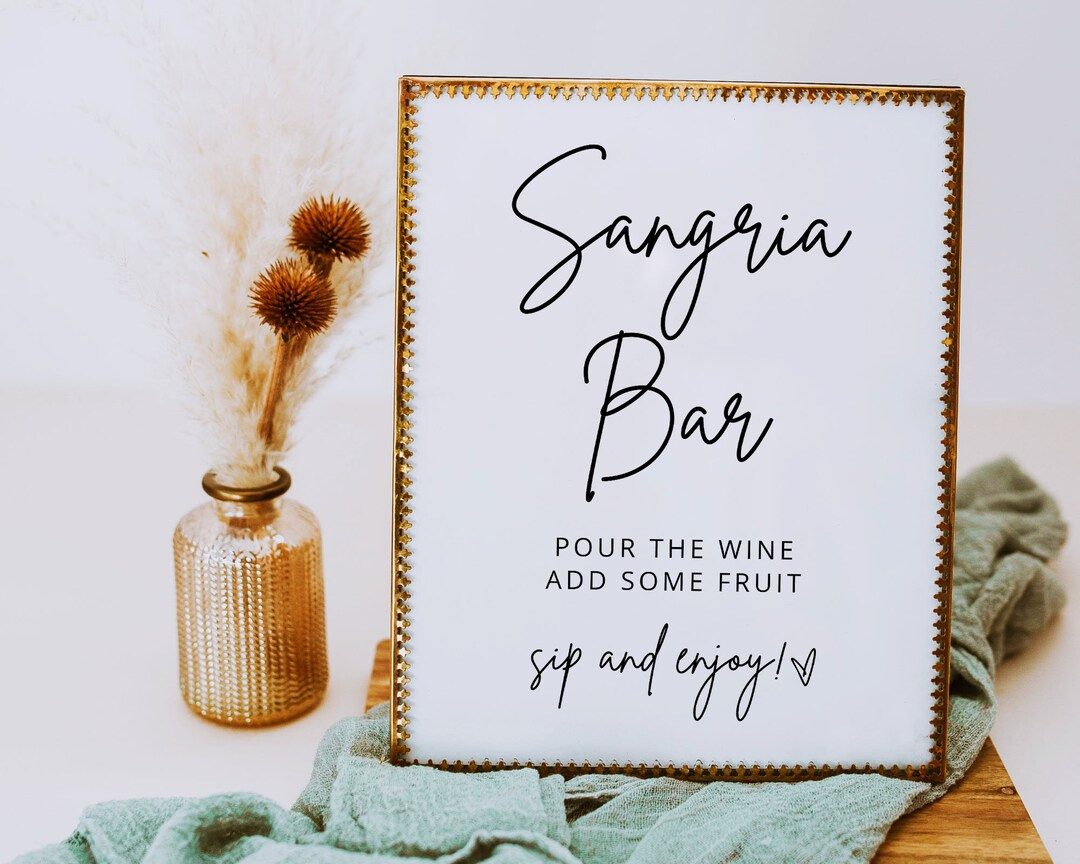 Sangria Bar Sign, Printable Wedding Signs, Cocktail Sign, Sangria for Free Sangria Bar Sign Printable