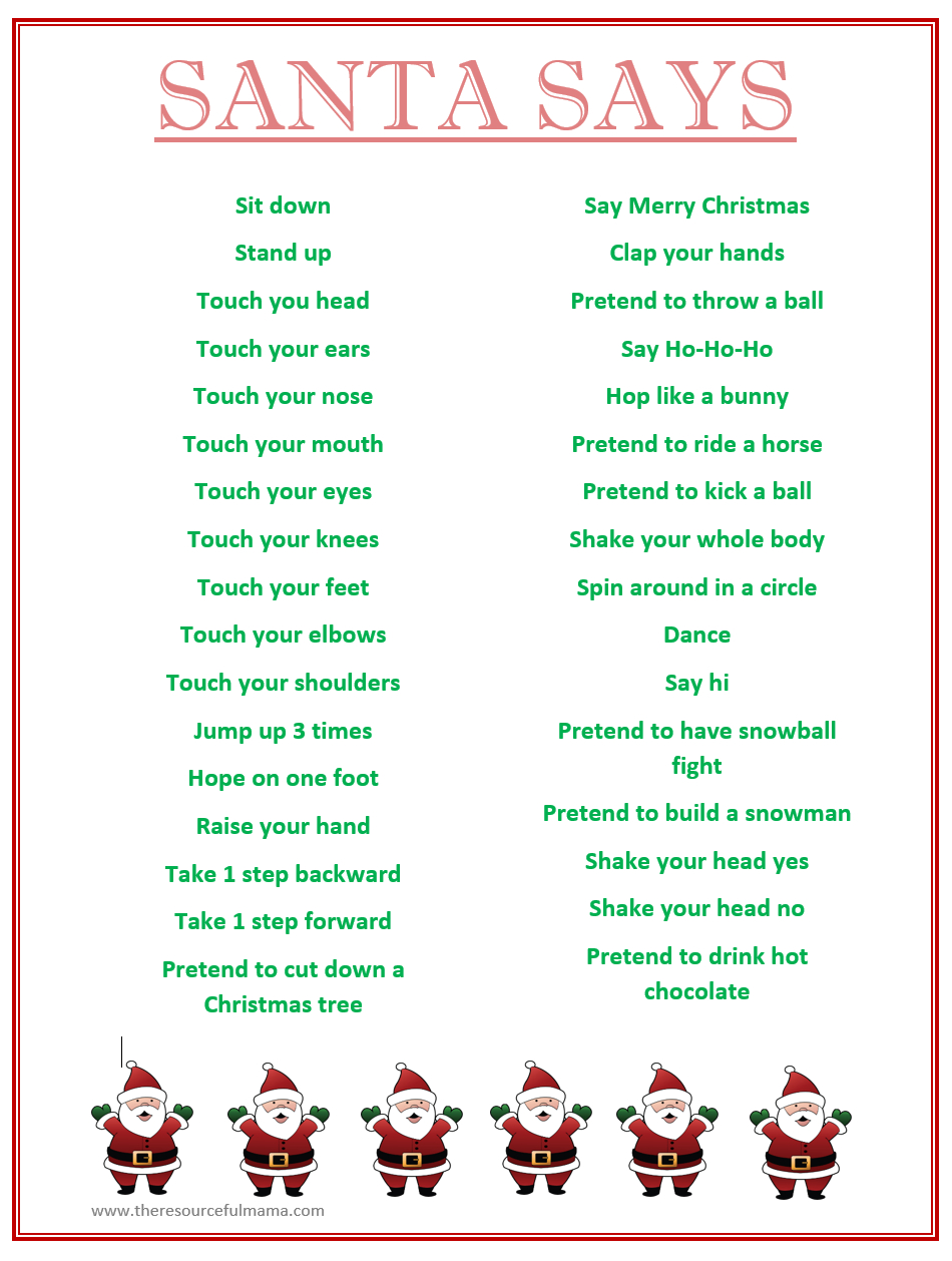 Santa Says Game For Christmas Parties {Free Printable} - The with Free Holiday Games Printable