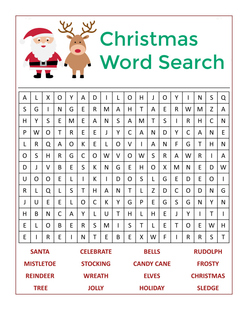 Santa'S Christmas Word Search Activity Page - Mama Likes This regarding Free Printable Christmas Word Search Pages