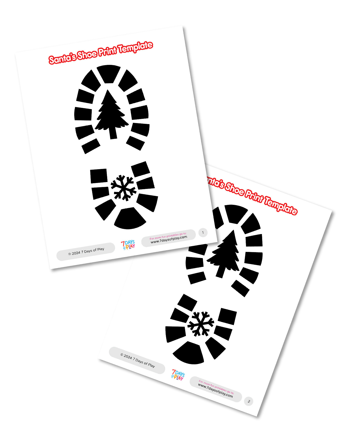 Santa'S Shoe Print Template - Printable - 7 Days Of Play for Free Printable Shoe Print Template