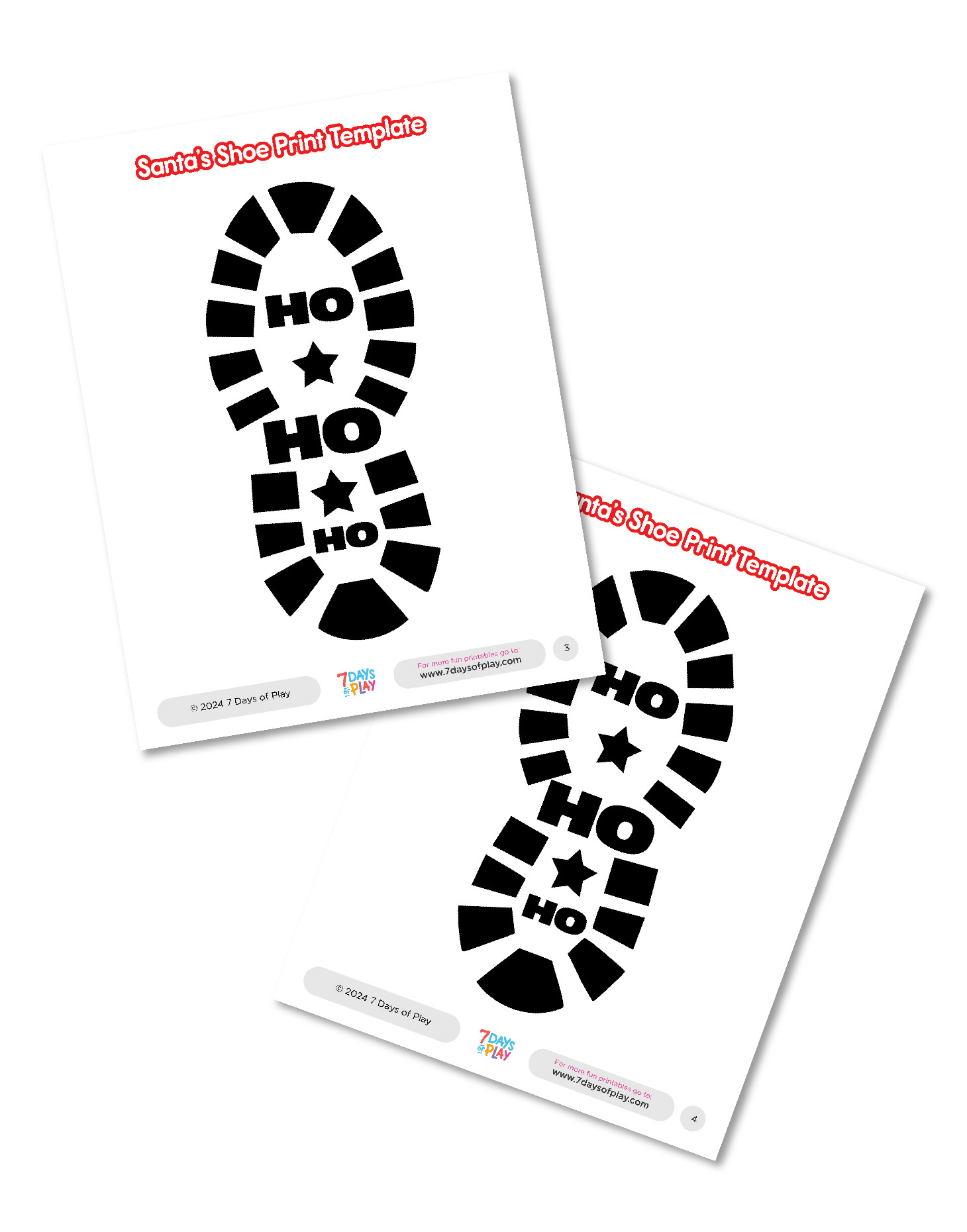 Santa'S Shoe Print Template - Printable - 7 Days Of Play for Free Printable Shoe Print Template