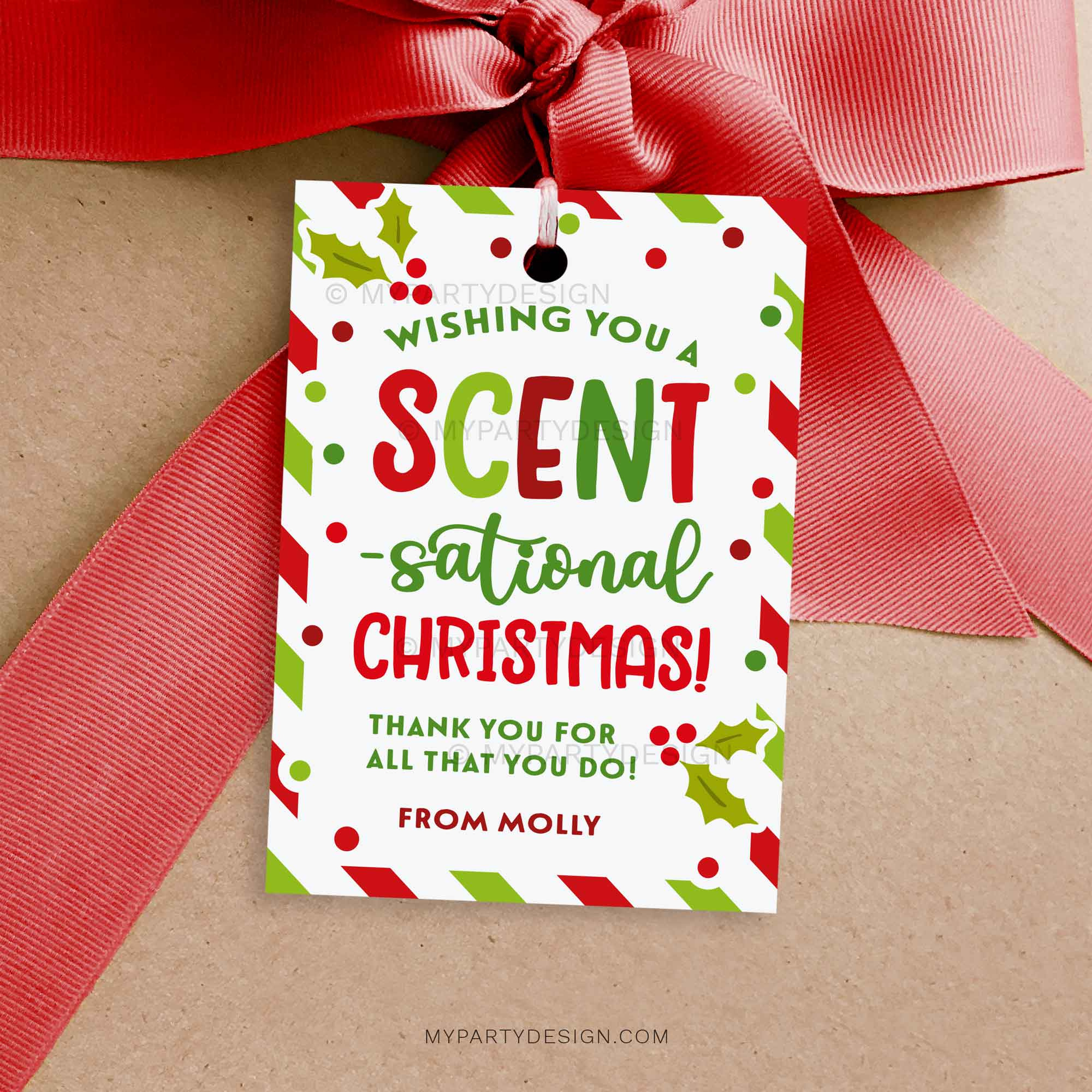 Scent-Sational Christmas Gift Tag, Printable Pdf - My Party Design with Scentsational Teacher Free Printable