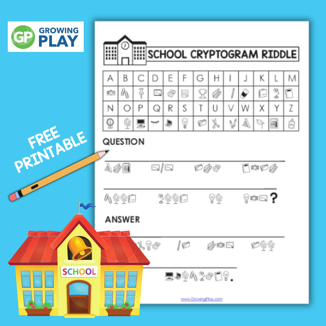 School Cryptogram Puzzle Free Printable - Growing Play throughout Free Printable Cryptograms Pdf