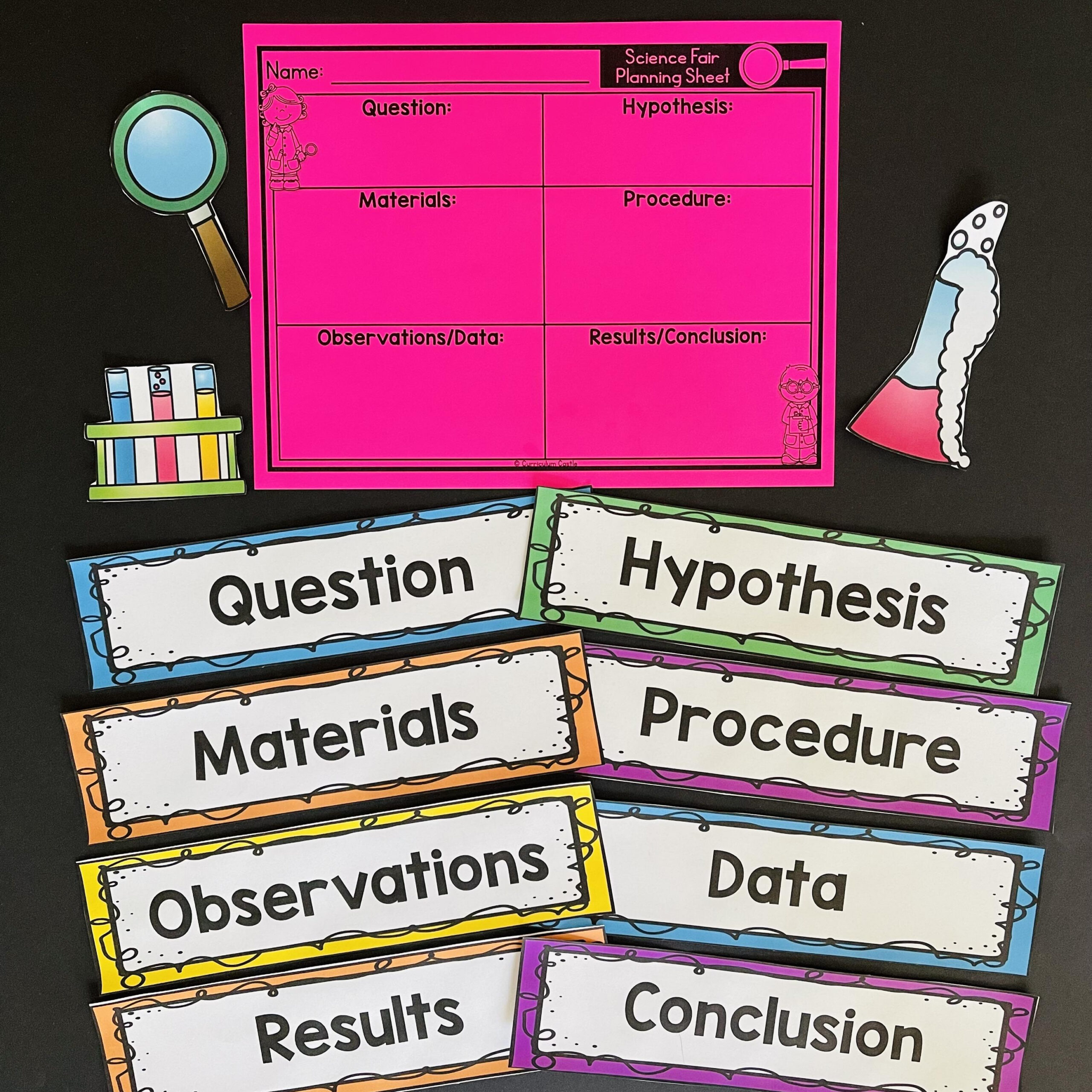 Science Fair Project Labels {Free} - Curriculum Castle with regard to Free Printable Science Fair Project Board Labels