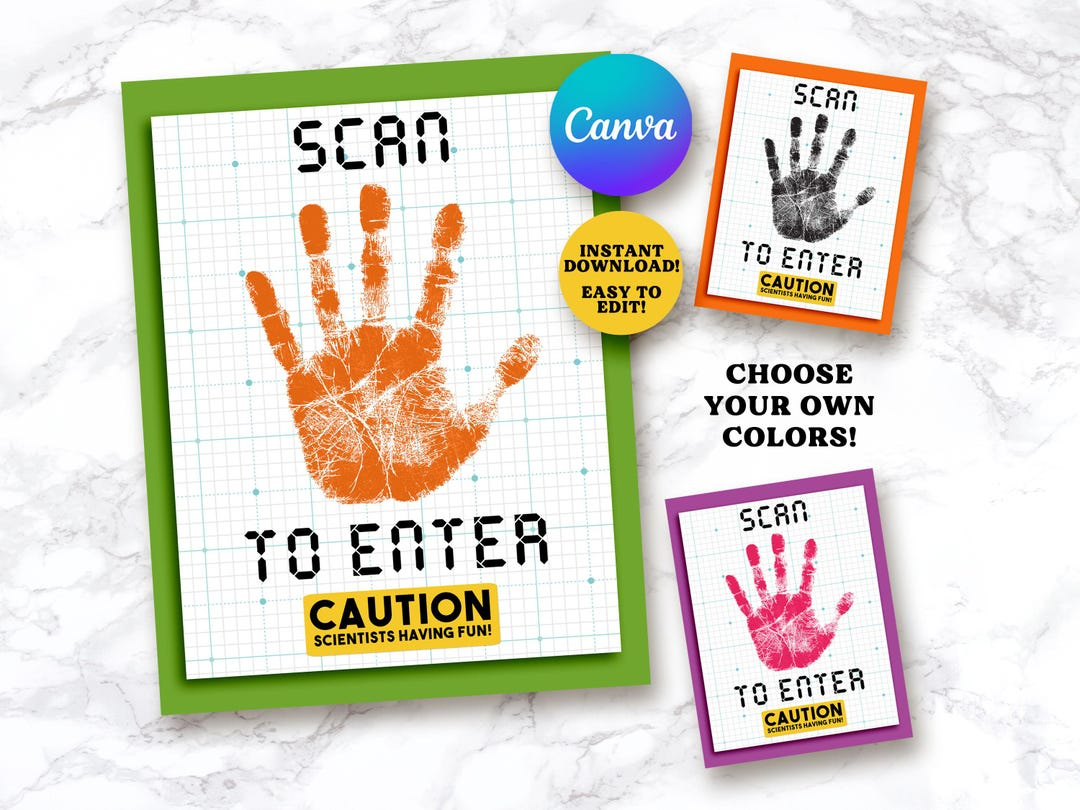 Science Party Welcome Sign, Scan To Enter Sign, Digital File inside Scan To Enter Sign Printable Free