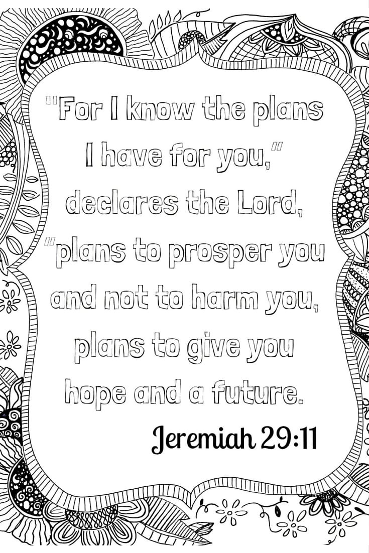 Scripture Meditation: Free Adult Coloring Printable - Family Style pertaining to Jeremiah 29 11 Free Printable