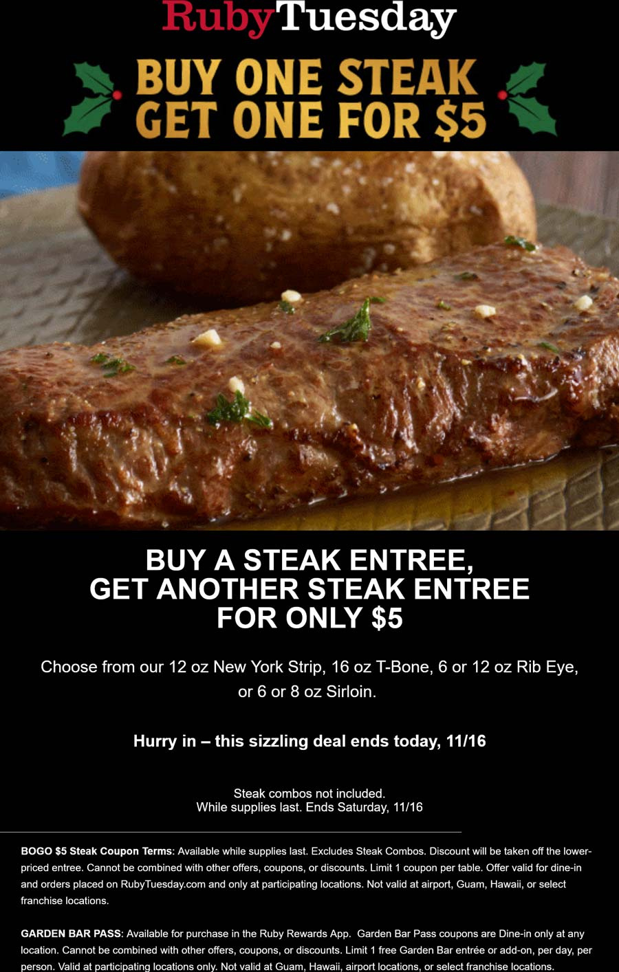 Second Steak $5 Today At Ruby Tuesday | Ruby Tuesday October 2025 with Ruby Tuesday Printable Coupons Buy One Get One Free