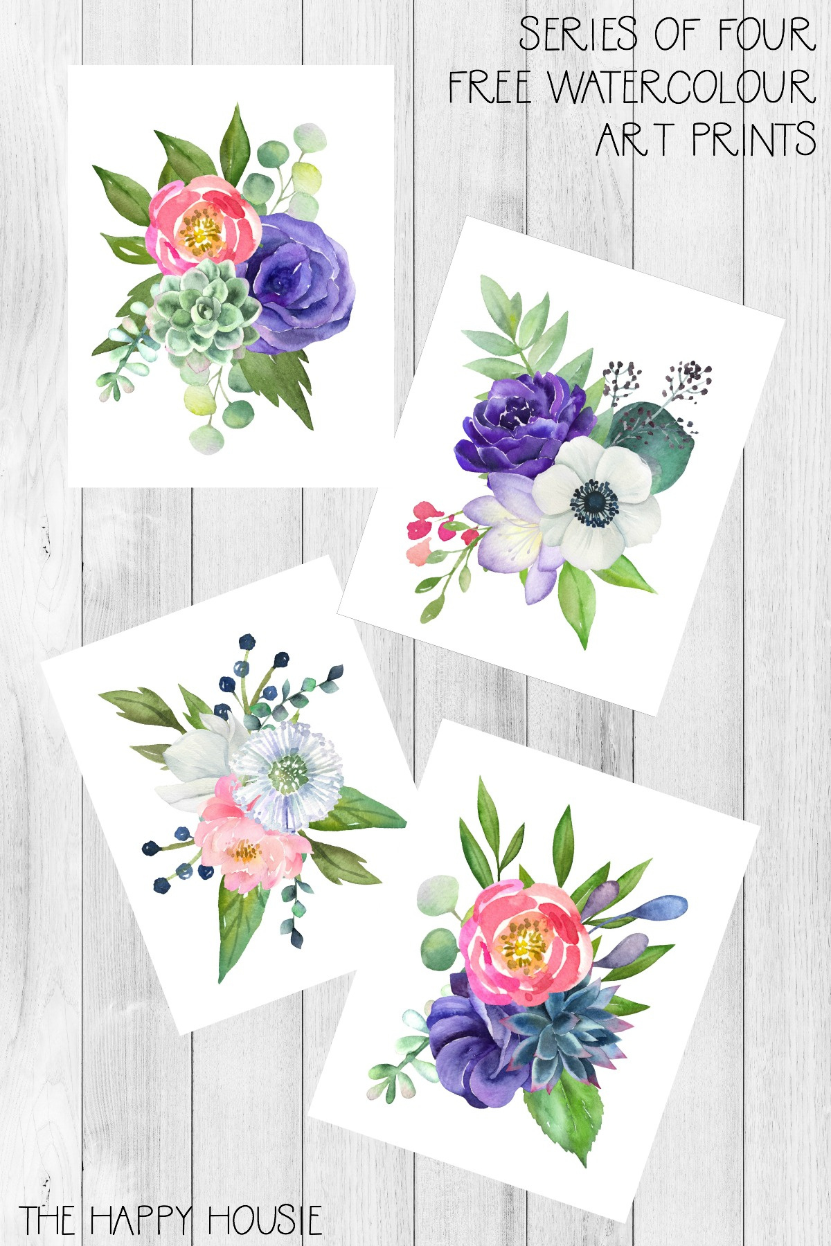 Series Of Four Watercolour Floral Art {Free Printables} | The within Floral Printables Free