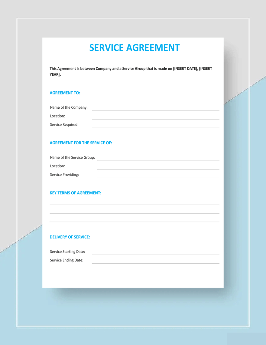 Service Agreement Template In Word, Pages, Google Docs - Download within Free Printable Service Contract Forms