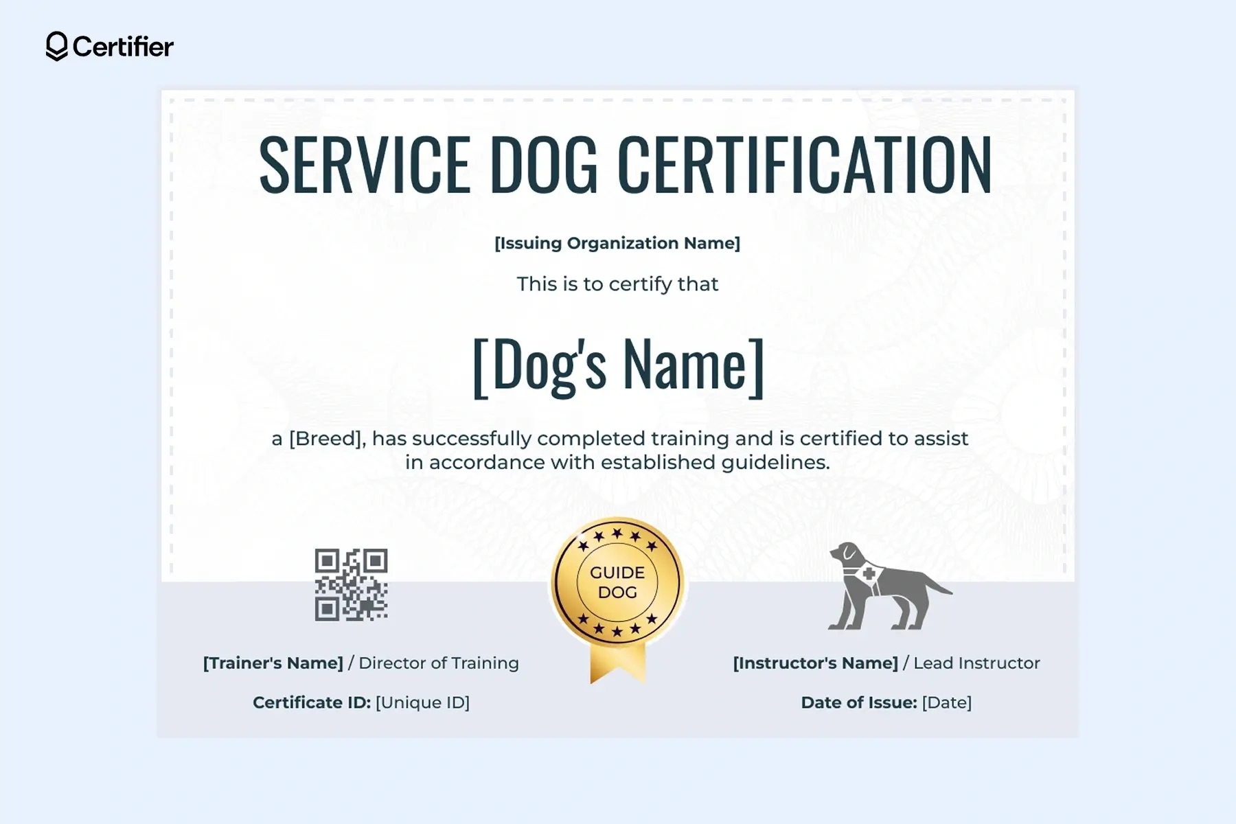 Service Dog Certificate Templates: Free & Customizable within Free Printable Service Dog