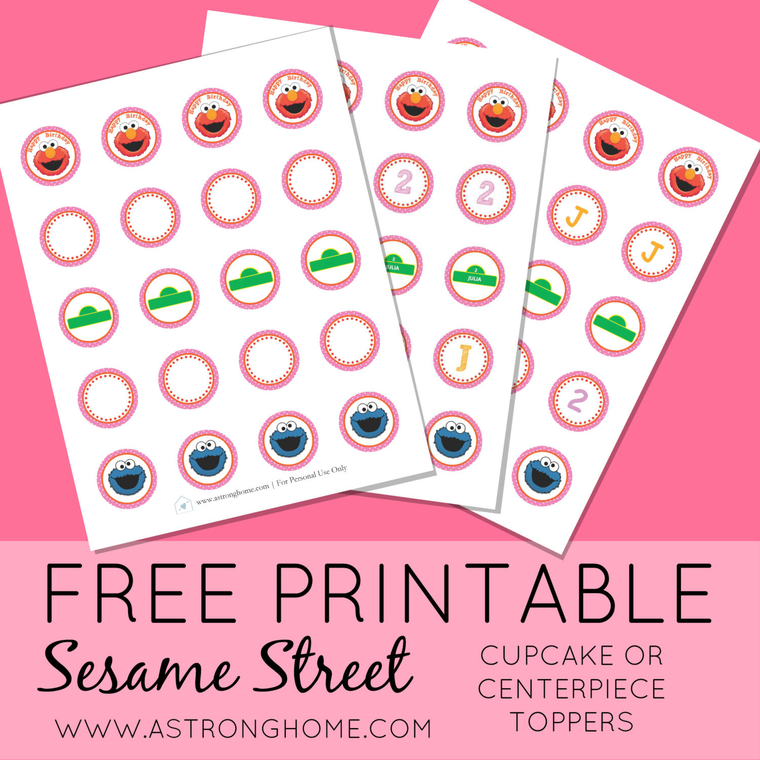 Sesame Street Birthday Party On A Budget {Free Printable} | A pertaining to Free Printable Sesame Street Cupcake Toppers