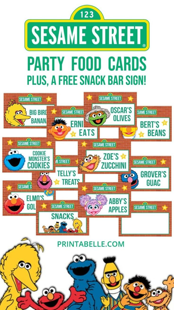 Sesame Street Printable Food Label Cards + Free Snack Bar Sign in Free Printable Sesame Street Food Labels