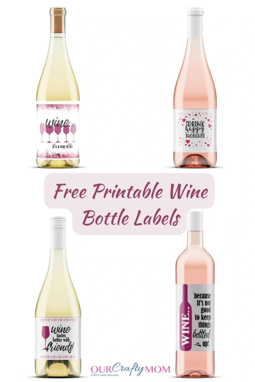 Set Of 5 Free Printable Wine Labels To Customize Any Bottle Size! inside Free Printable Wine Labels