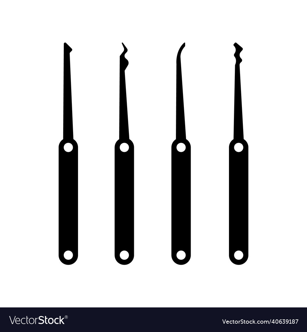 Set Of Lockpicks For Lock Picking Icon Royalty Free Vector intended for Free Printable Lock Pick Templates