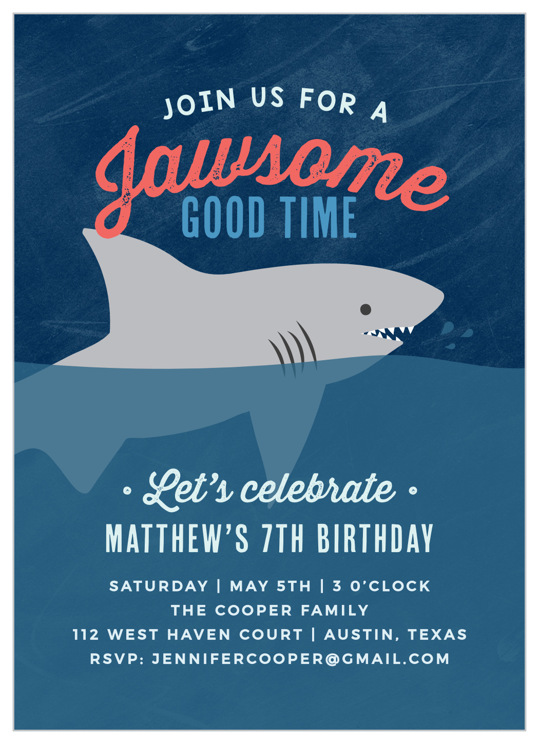 Shark Week Children'S Birthday Invitationsbasic Invite inside Shark Invitations Free Printable