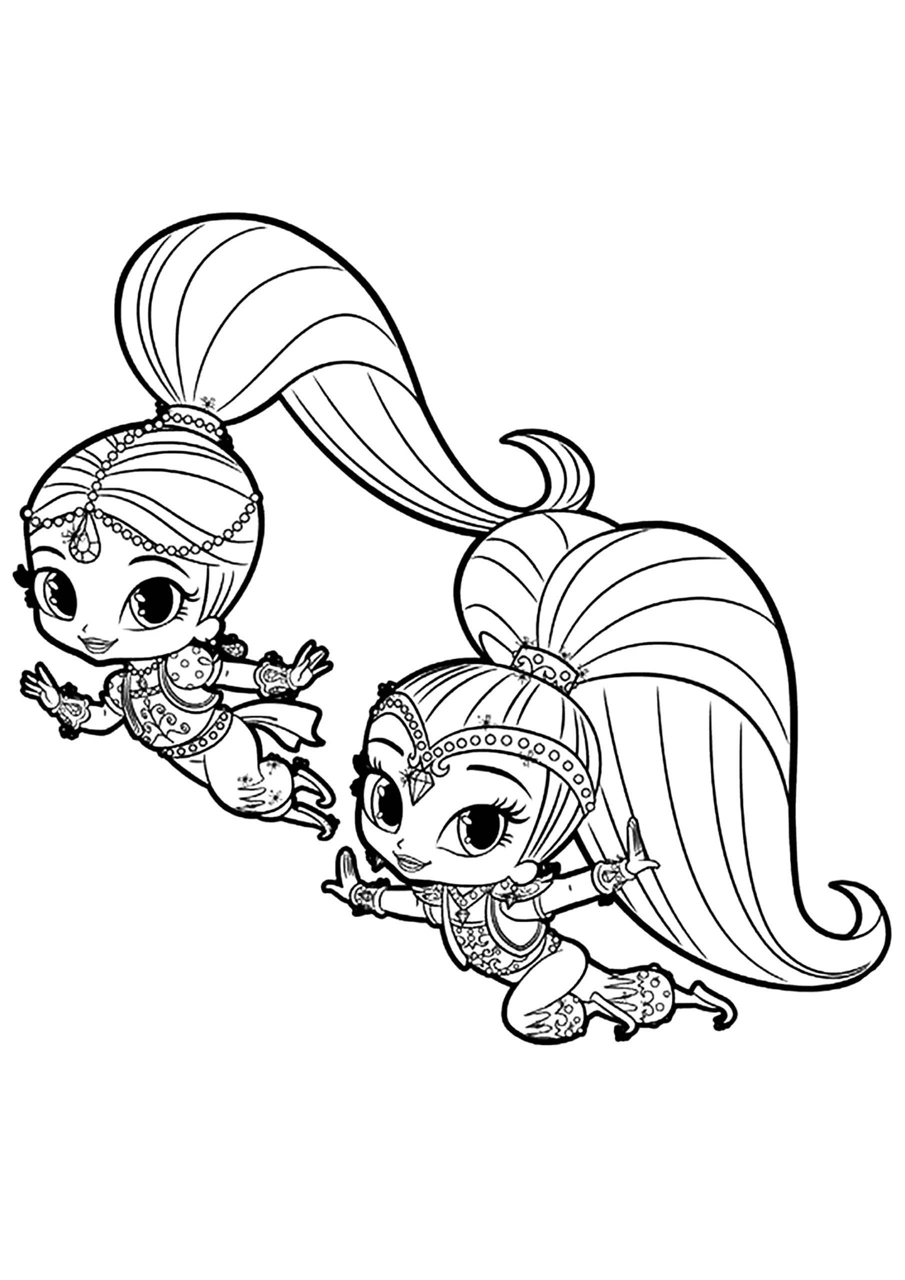 Shimmer And Shine In Full Flight - Shimmer And Shine Coloring Pages intended for Shimmer And Shine Free Printables