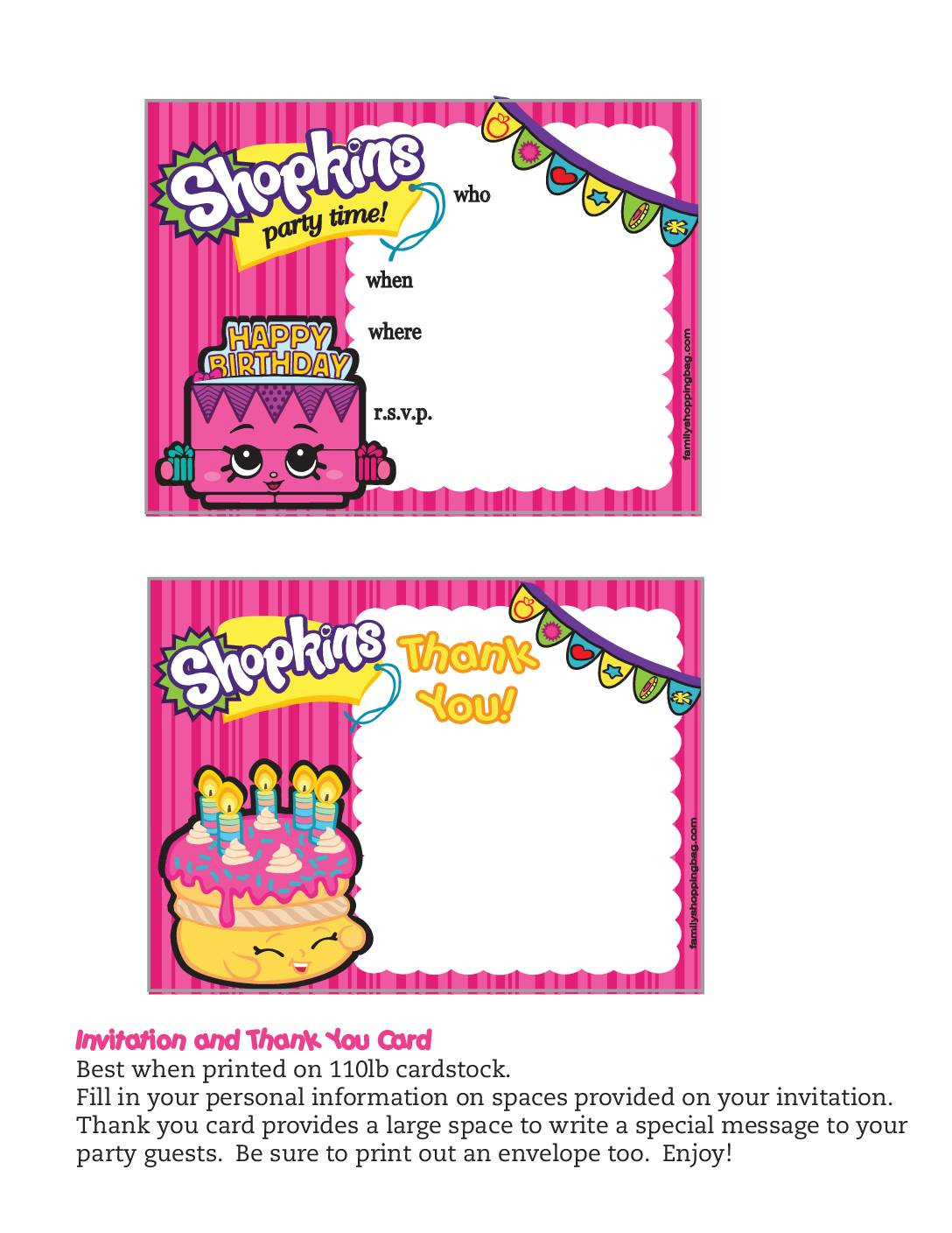 Shopkins Invitation - Worksheets Library intended for Shopkins Thank You Cards Free Printable
