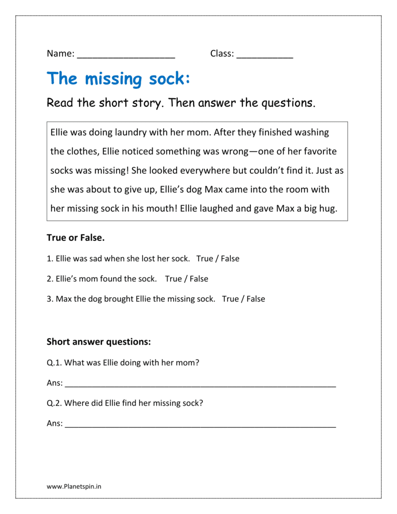 Short Story With Questions And Answers | Planetspin.in with regard to Free Printable Short Stories With Comprehension Questions