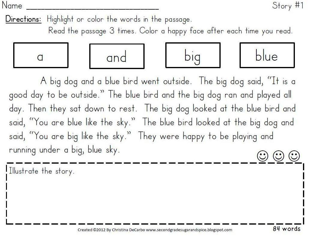 Sight Word Fluency Passages For Reading Intervention - Miss Decarbo in Free Printable Sight Word Reading Passages