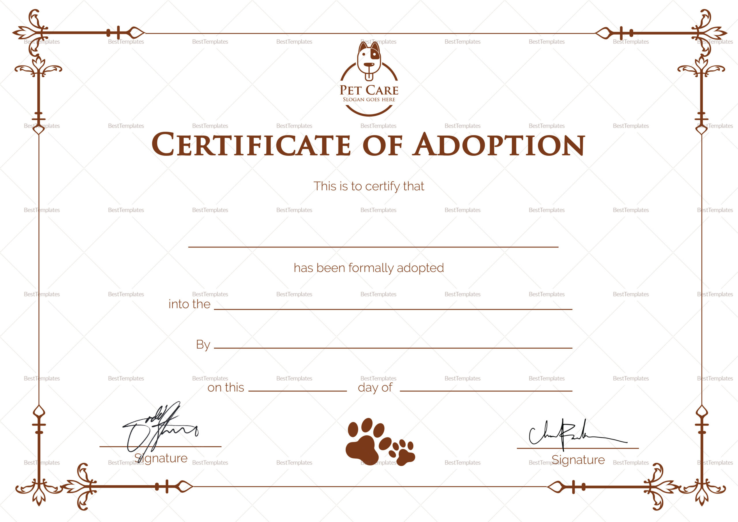 Simple Adoption Certificate Design Template In Psd, Word intended for Fake Adoption Certificate Free Printable