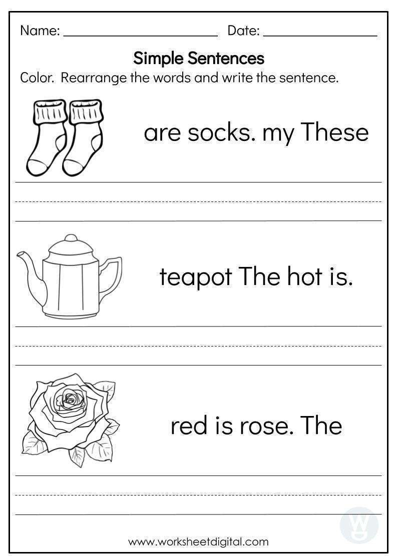 Simple Sentences - Worksheet Digital - Worksheets Library inside Free Printable Simple Sentences Worksheets