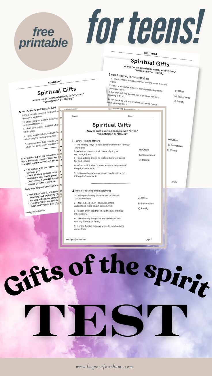 Simple Youth Spiritual Gifts Test Printable with regard to Free Printable Spiritual Gifts Test For Youth