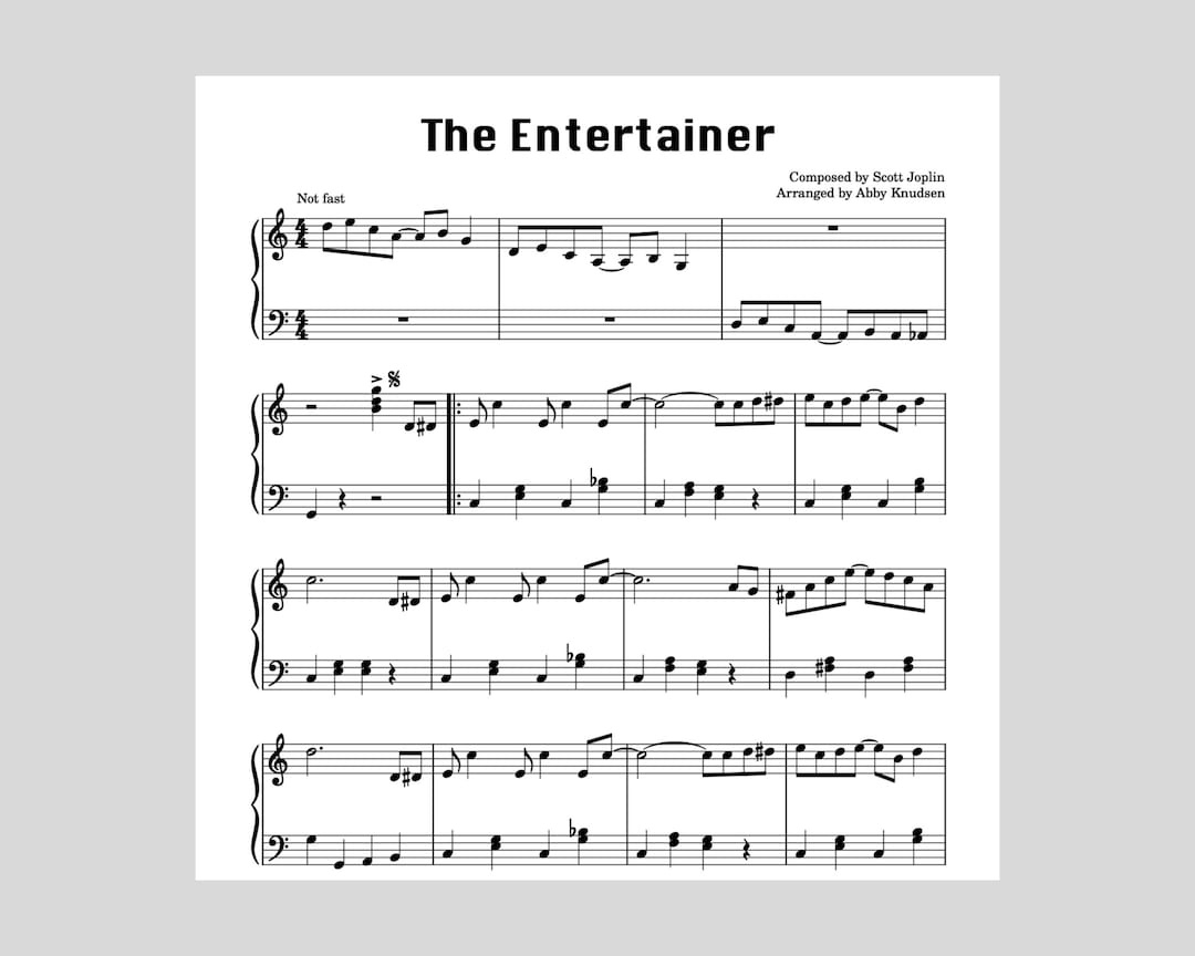 Simplified The Entertainer | Easy Joplin Piano Sheet Music intended for Free Printable Sheet Music For The Entertainer