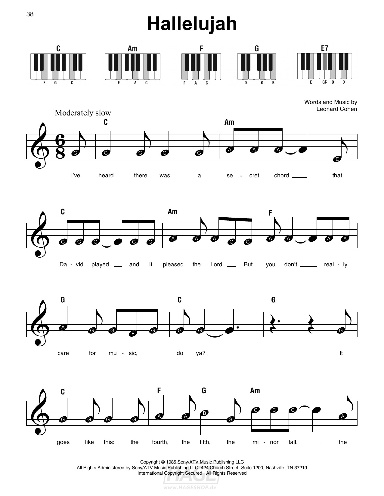 Sivom-Bj pertaining to Free Printable Piano Sheet Music For Hallelujah By Leonard Cohen
