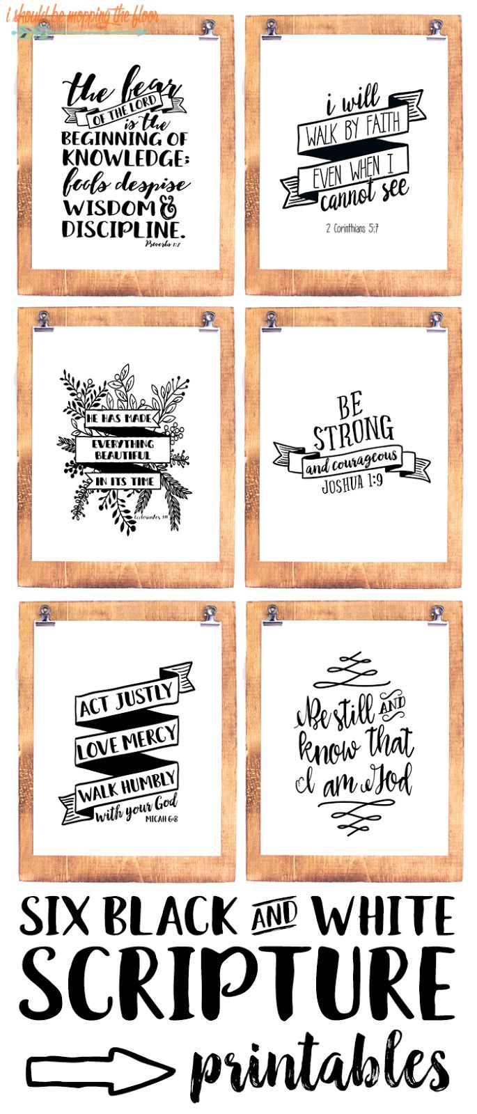 Six Black And White Scripture Printables throughout Free Printable Bible Verses To Frame