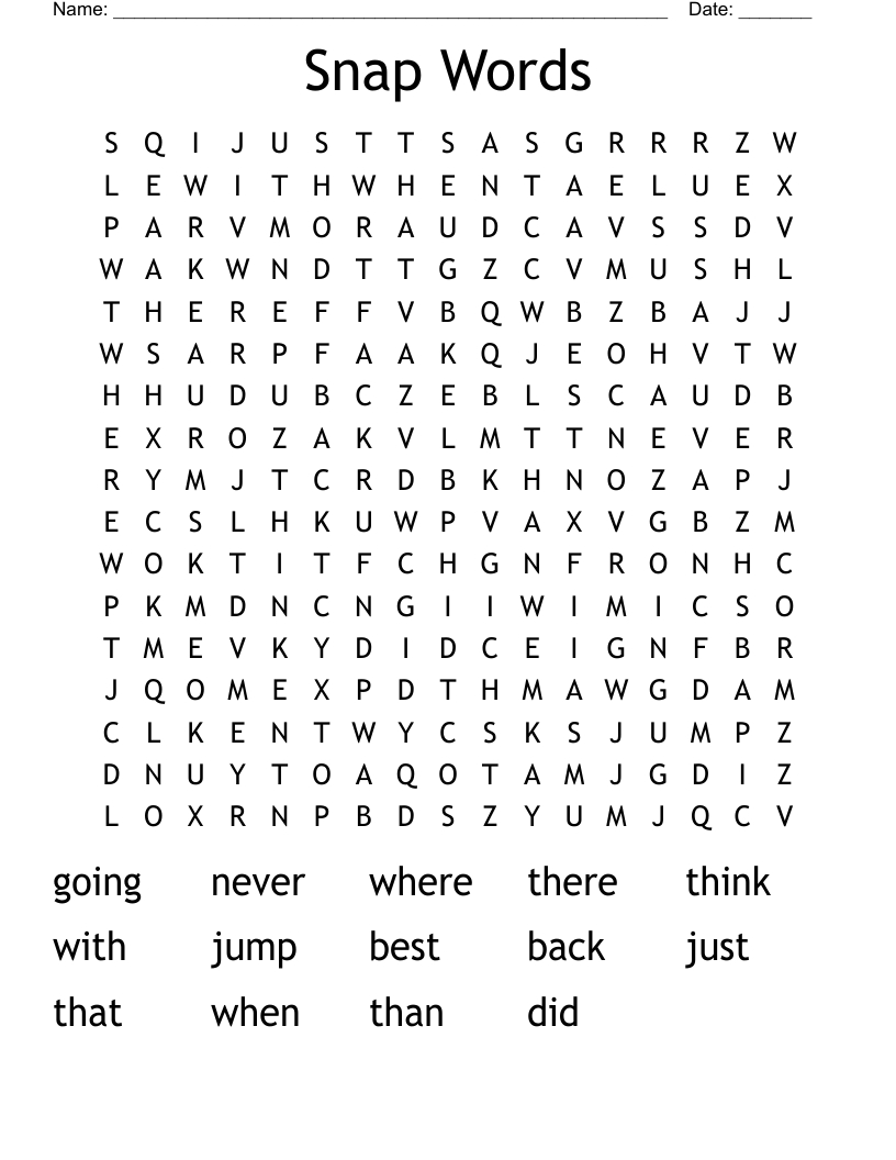 Snap Words Word Search - Wordmint with regard to Free Printable Snapwords