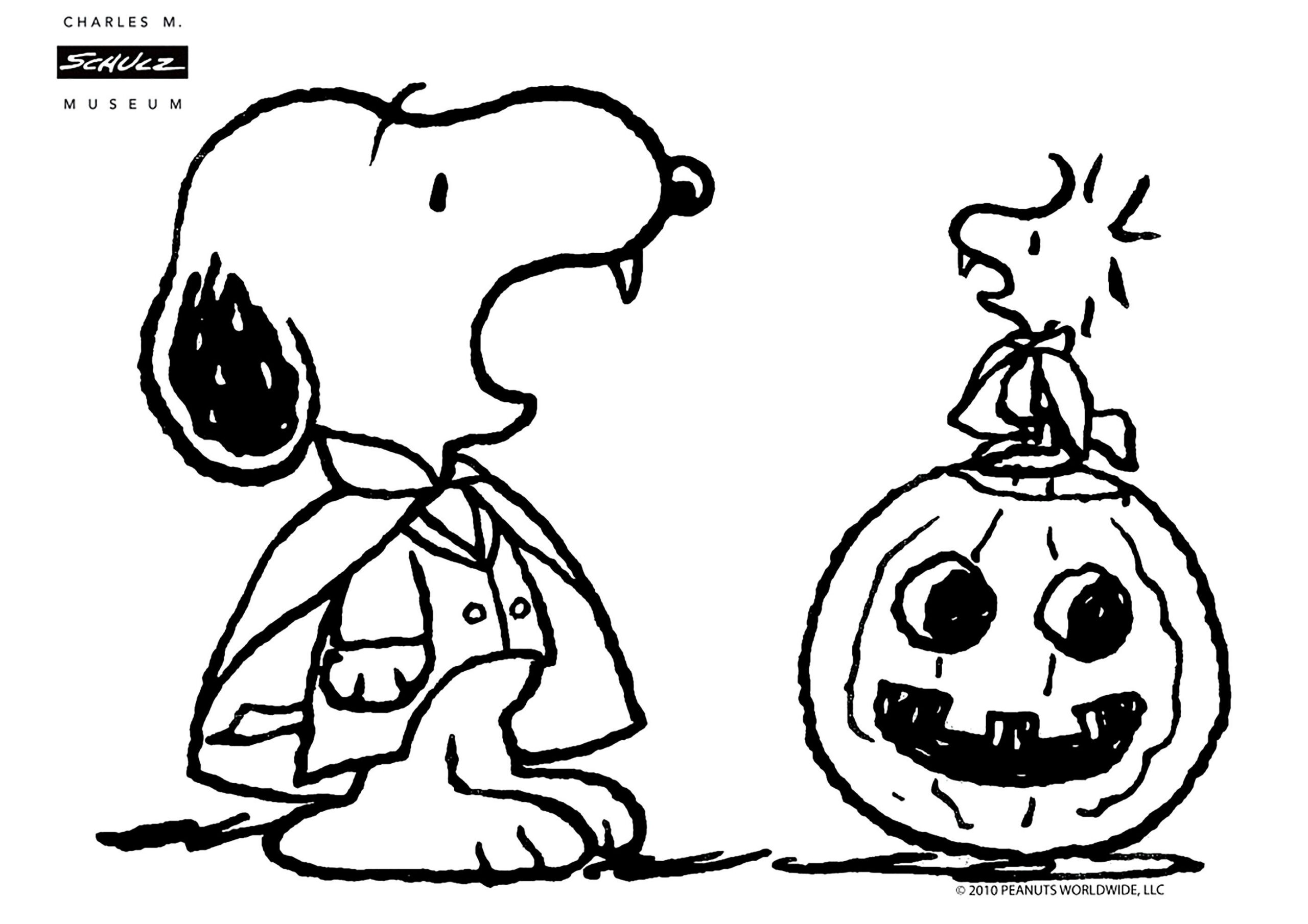 Snoopy Dressed As A Vampire, With His Friend Woodstock On A regarding Free Printable Charlie Brown Halloween Coloring Pages