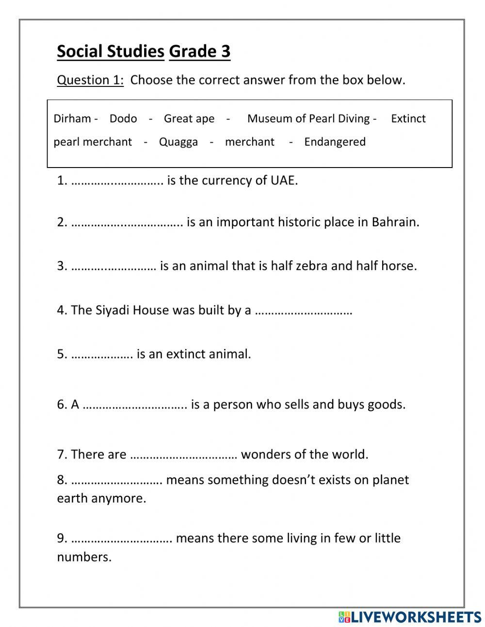 Social Studies Final Revision | Dalia Saleh | Live - Worksheets within Free Printable Social Studies Worksheets For 8Th Grade