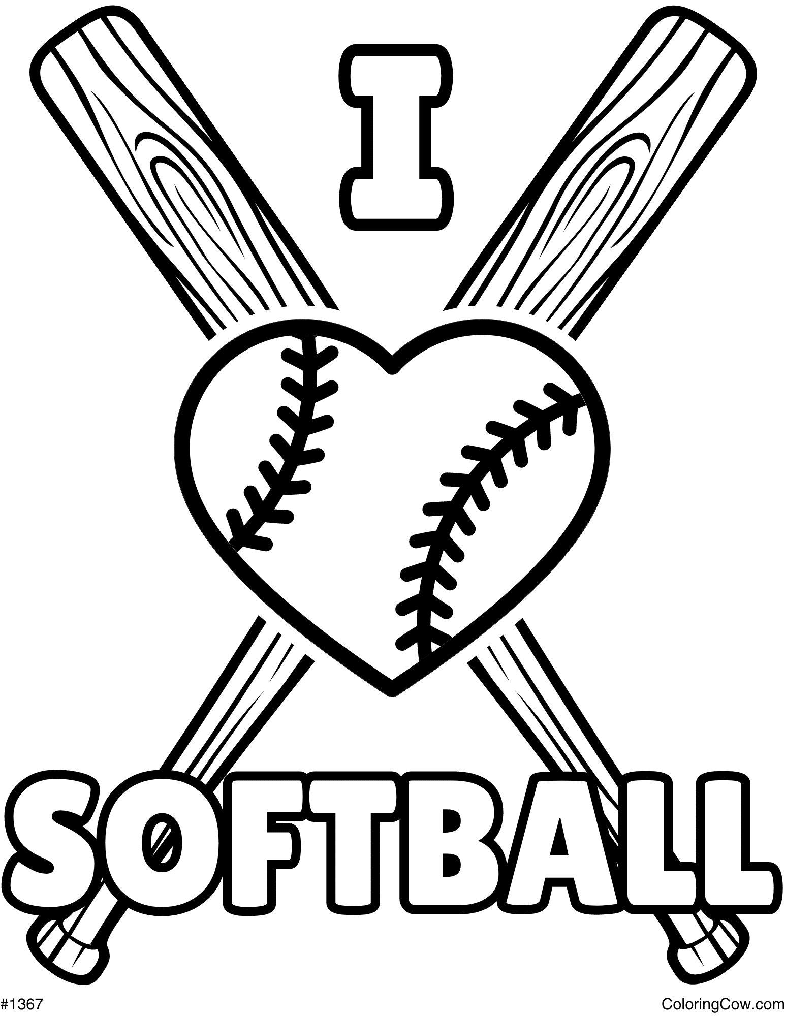 Softball Coloring Page with Free Printable Softball Pictures