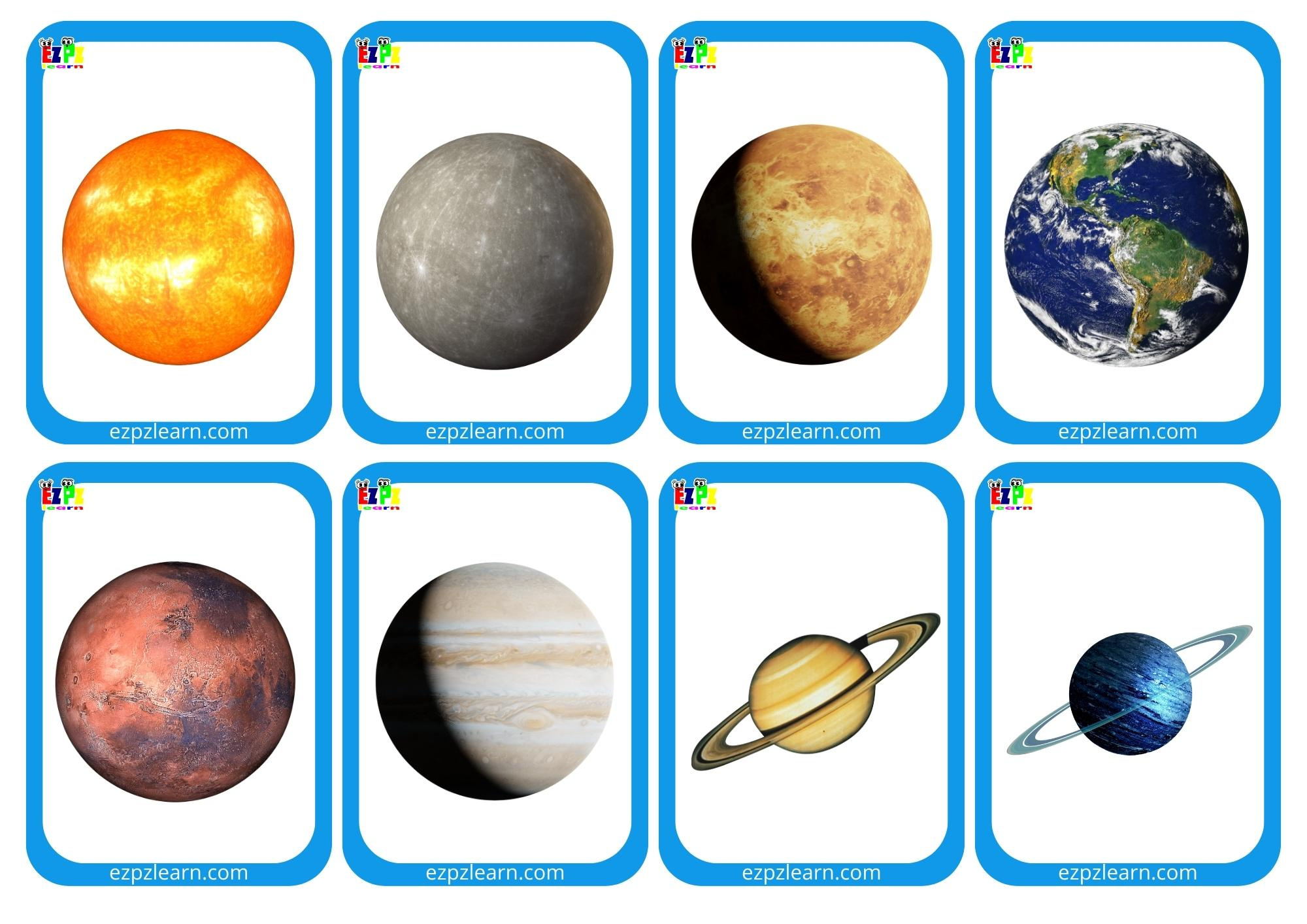 Solar System Planets Mini Cards For Kids Free Pdf - Ezpzlearn for Free Printable Pictures Of Planets