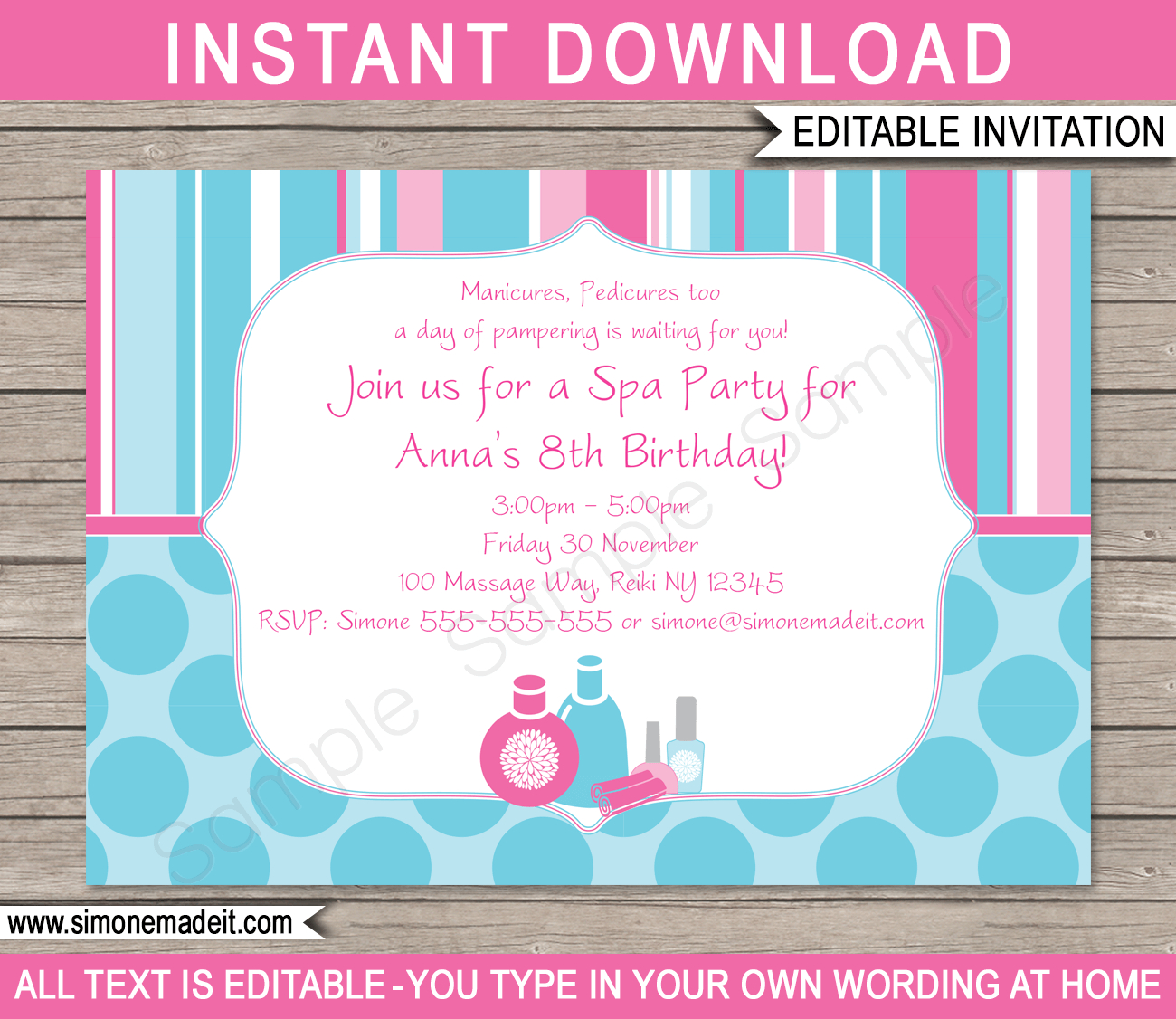Spa Party Invitations Template inside Free Printable Spa Party Invitations Templates