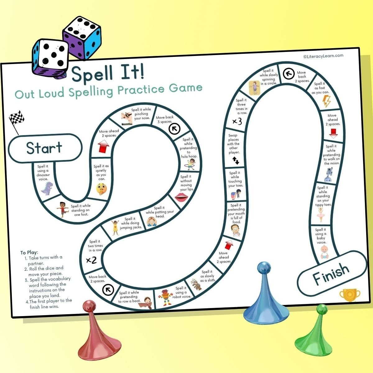 Spelling Practice Printable Board Game (Free) - Literacy Learn pertaining to Free Printable Board Games