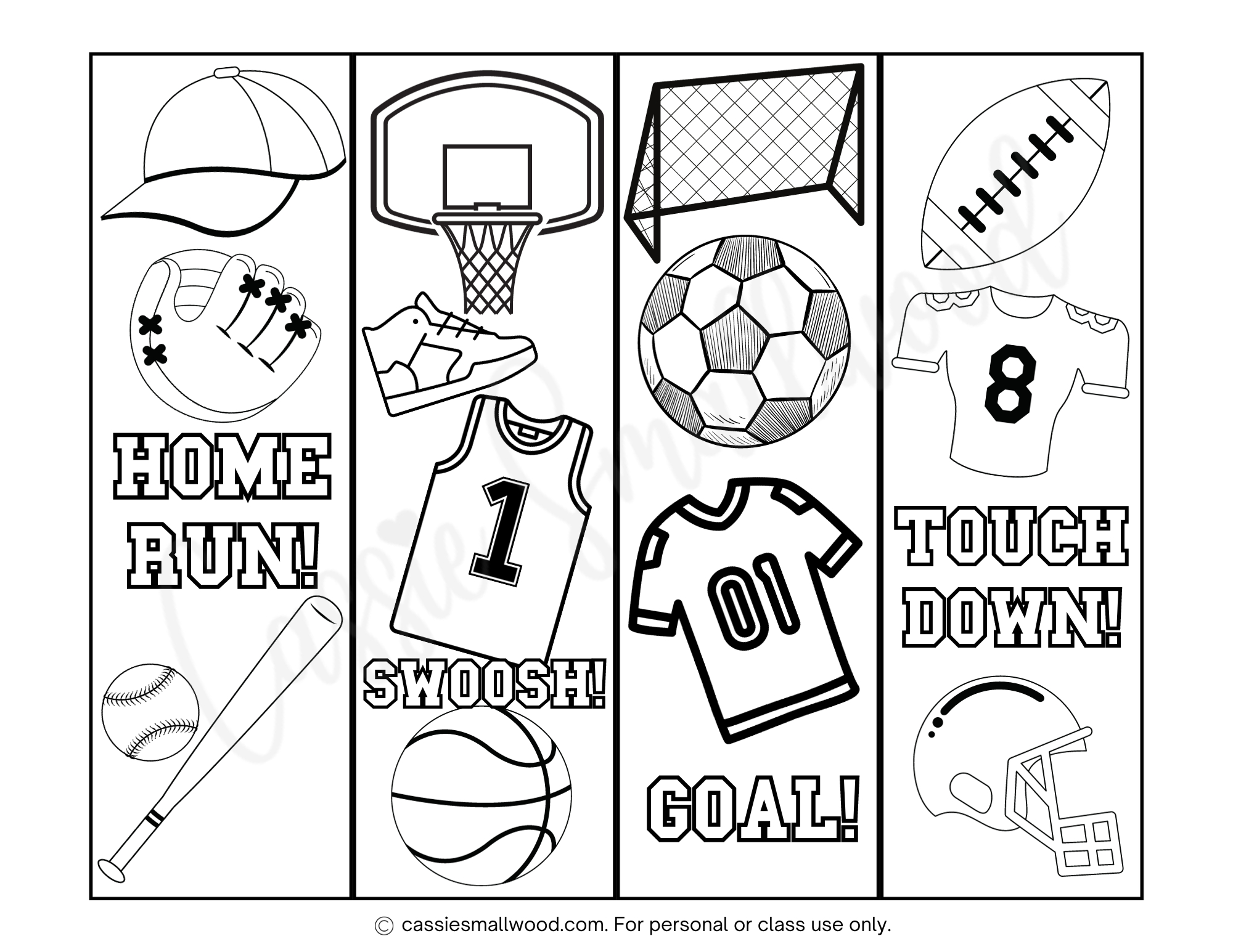 Sports Coloring Bookmarks Free Printable - Worksheets Library for Free Printable Sports Bookmarks