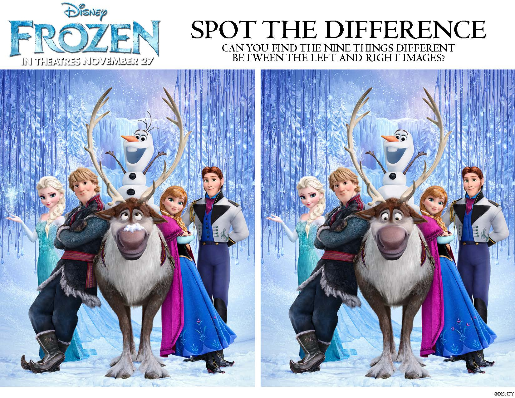 Spot The Difference Disney'S Frozen Free Printables in Free Frozen Printables