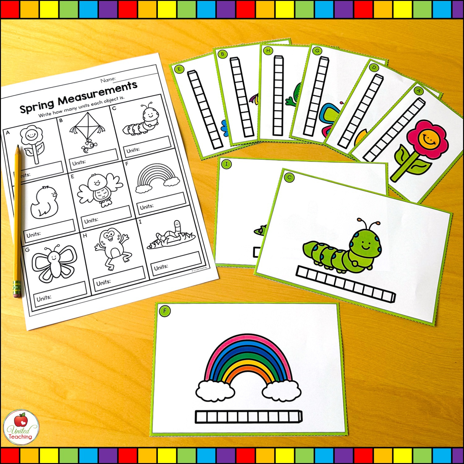 Spring Measurement Math Center within Free Printable Kindergarten Task Cards