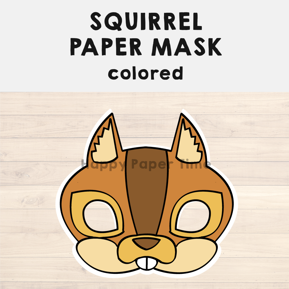 Squirrel Paper Mask Printable Woodland Forest Animal Costume Craft with regard to Free Printable Chipmunk Mask