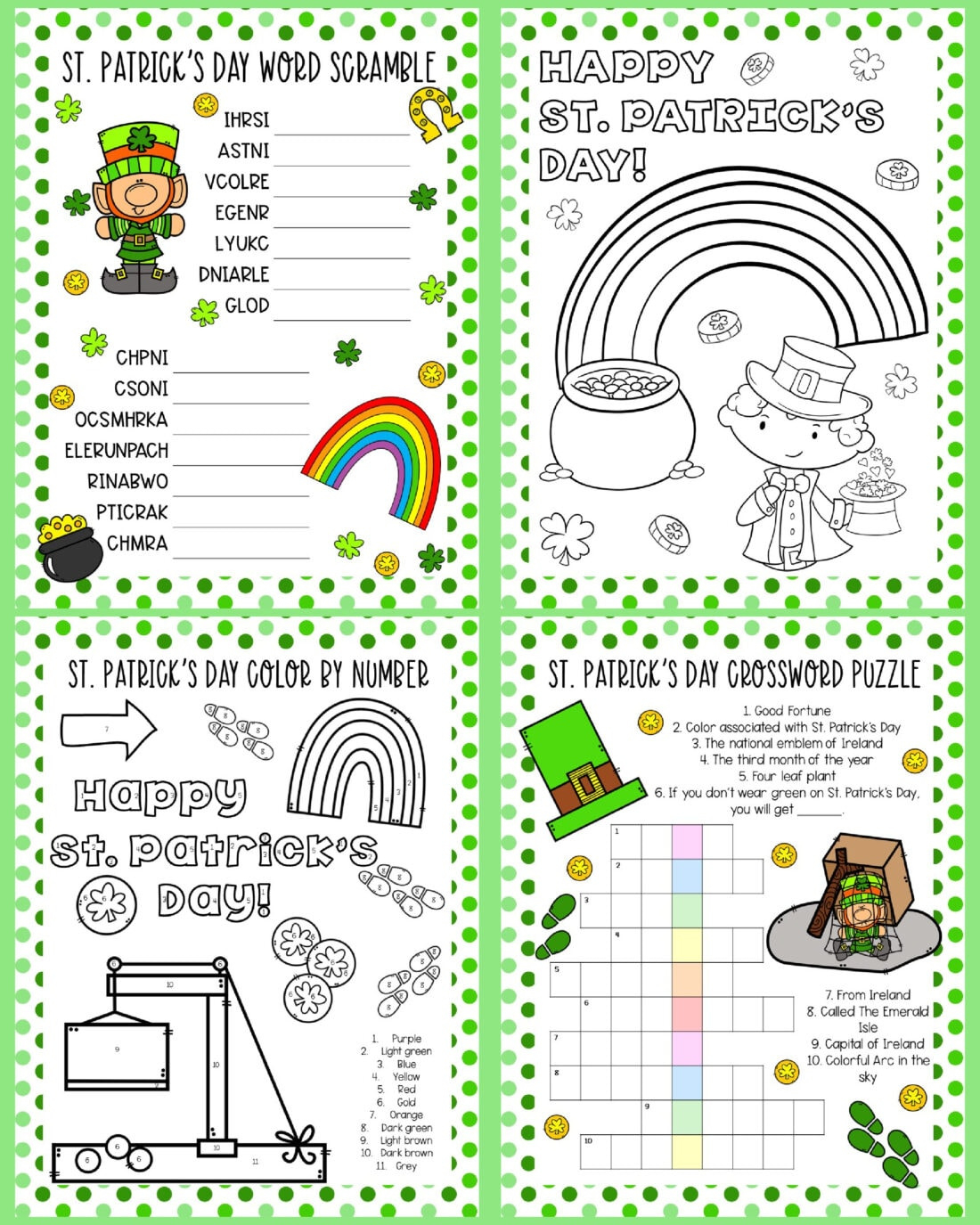 St. Patrick'S Day Activity Sheets - Craftsamanda - Free Printables intended for Free Printable St Patrick Day Worksheets