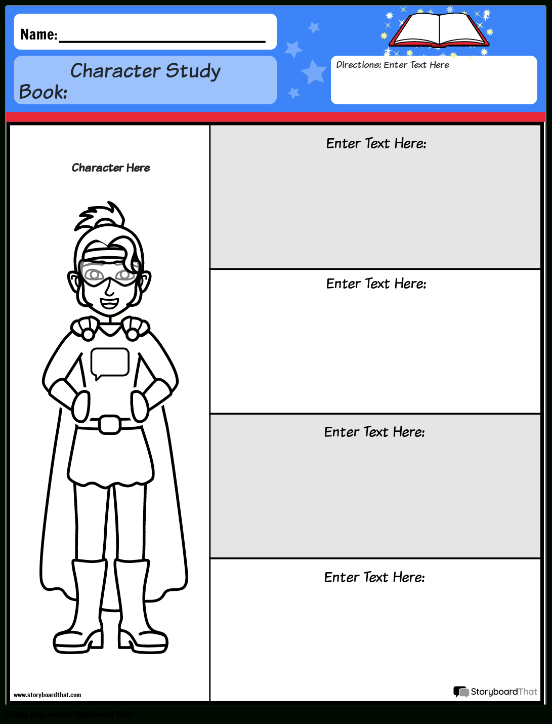 Star Themed Customizable Character Map Worksheet Template throughout Free Printable Character Map