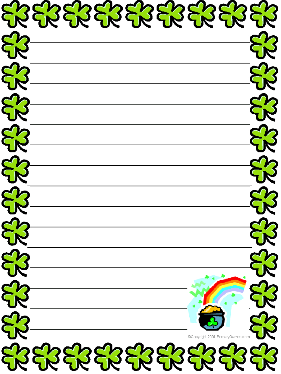 Stationery - Primarygames - Free Printable Worksheets with Free Printable St Patricks Day Stationery