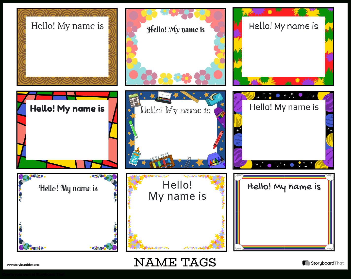 Storyboard That: Create Custom Name Tags Online In 2025 in Name Tag Template Free Printable