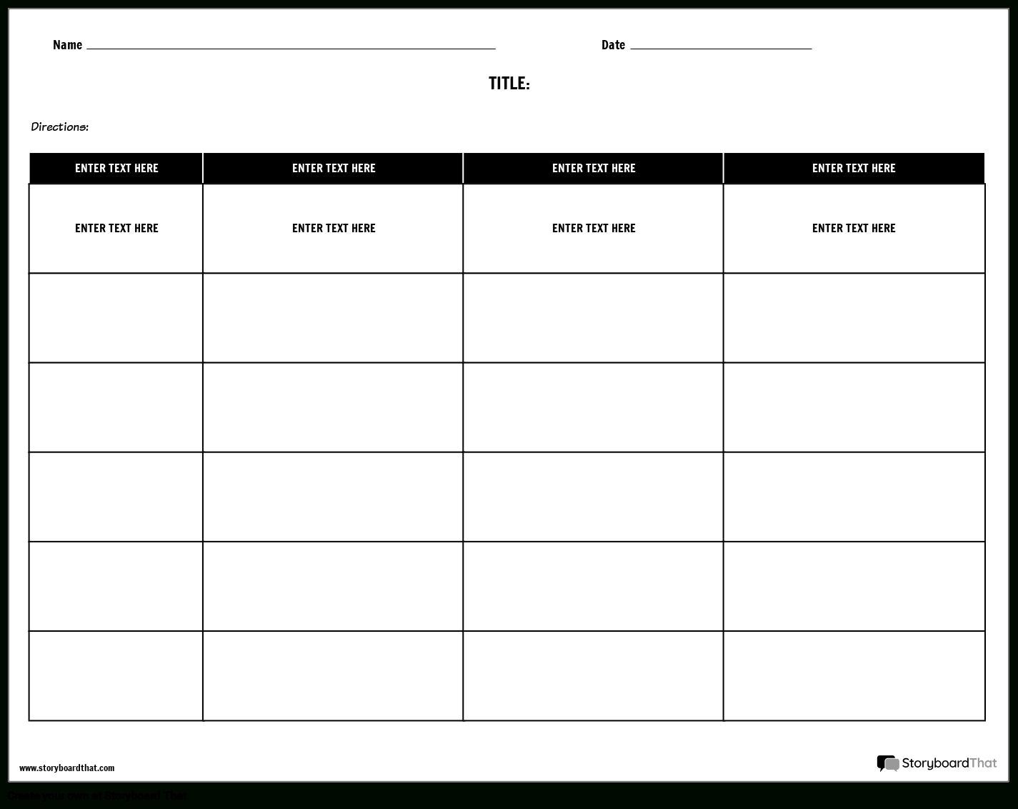 Storyboard That: Free, Editable Rubric Templates For 2025 in Free Printable Blank Rubrics