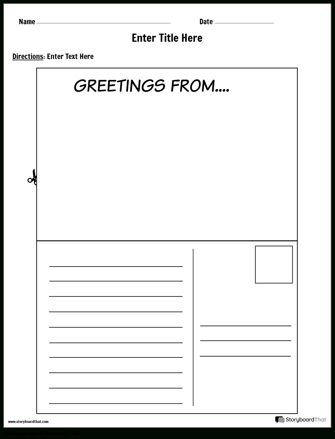 Storyboard That: Free Letter &amp;amp; Postcard Templates For 2025 regarding Free Printable Postcard Template
