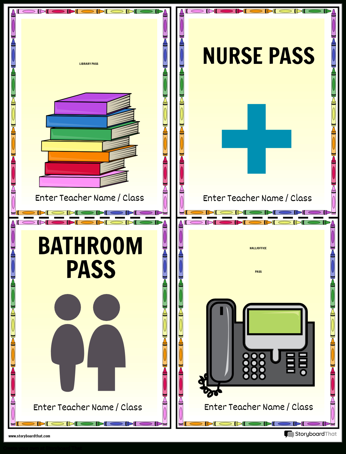 Storyboard That: Free Printable Hall Passes For Classrooms in Free Printable Hall Pass Template