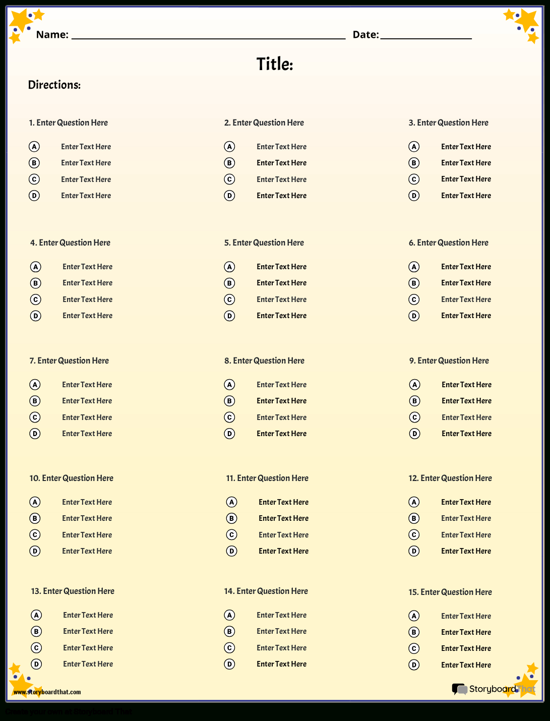 Storyboard That: Free Quiz Maker Templates For Teachers intended for Free Printable Test Maker For Teachers