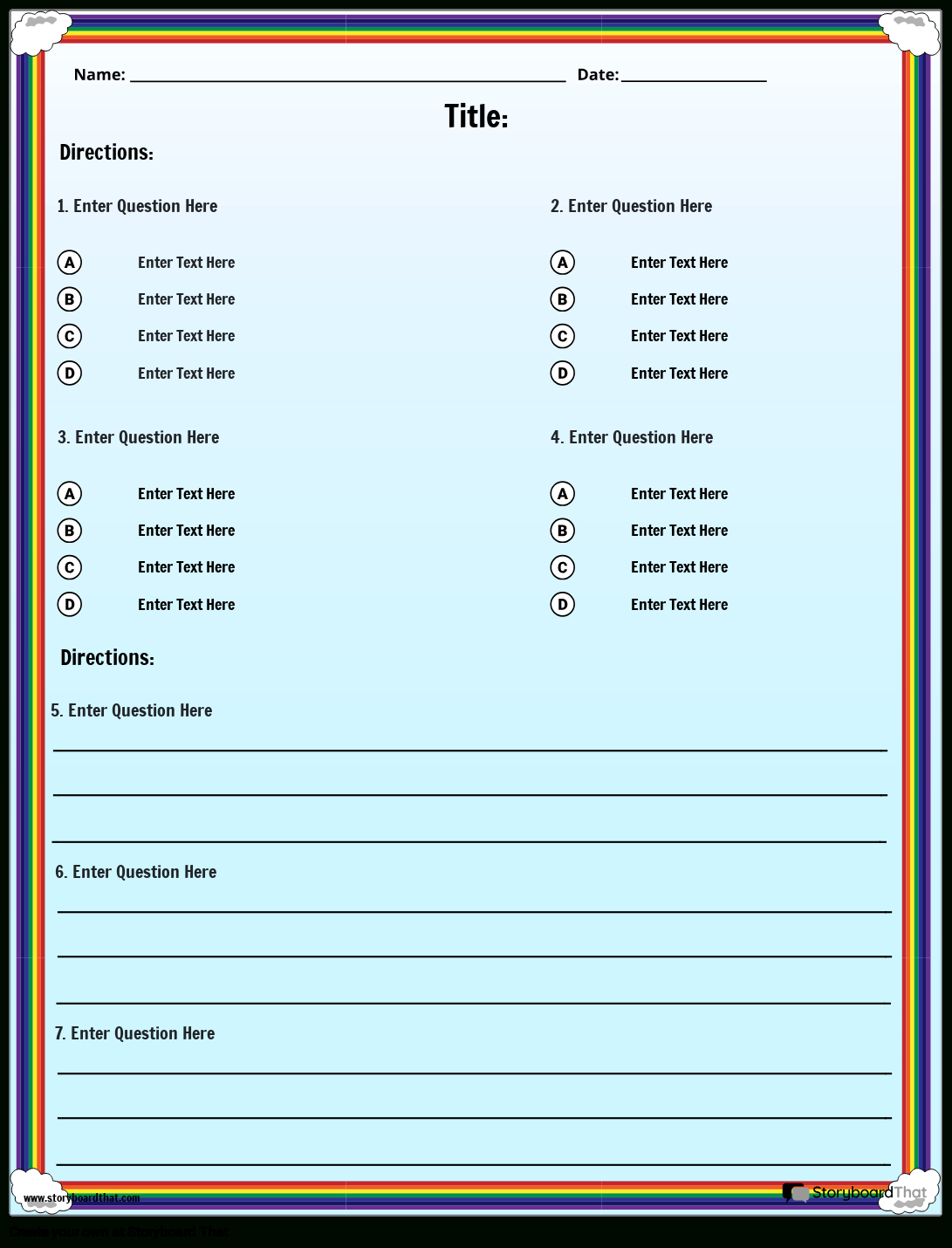 Storyboard That: Free Quiz Maker Templates For Teachers intended for Quiz Generator Free Printable